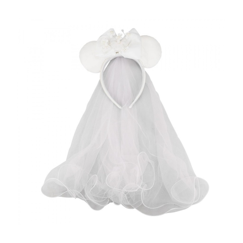 Tiara Diadema Branco Véu Noiva Orelhas Minnie - Disney