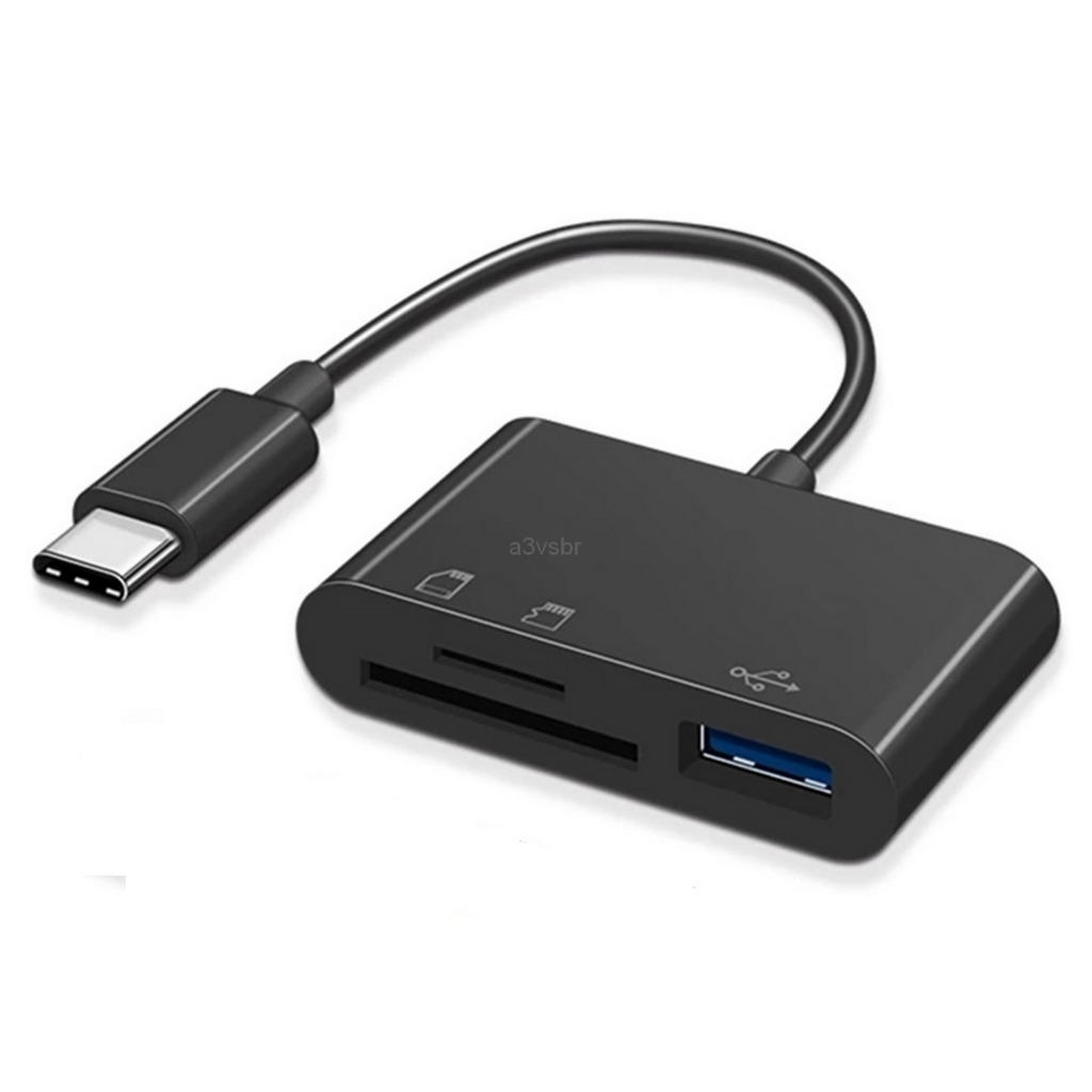Leitor tipo hub adaptador otg usb e type c cartão memória micro tf sd xc hc extensão conector plug