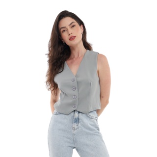 Coletinho Curto Feminino Com Em Alfaiataria HZ-TOP-006 em Oferta na Shopee