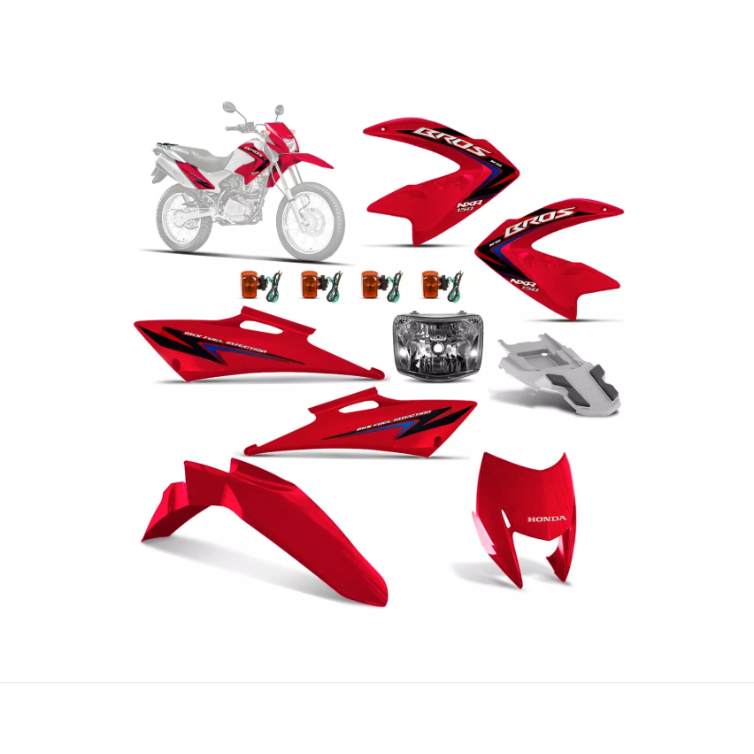 Kit Carenagem Bros Nxr 2009 2010 2011 2012 Com Farol + Setas + Adesivos