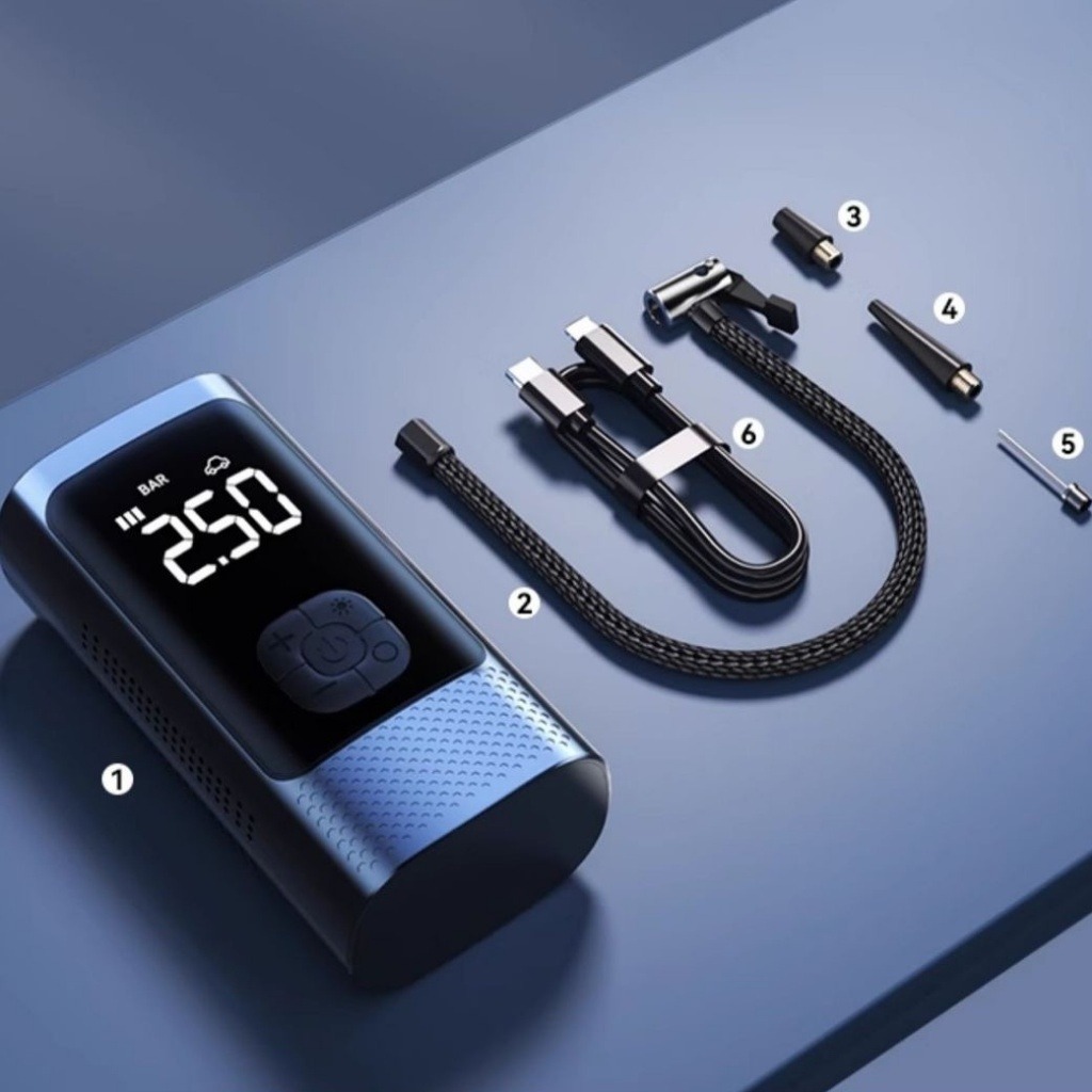 Carro Bomba de Ar Portátil, Inflador Elétrico Sem Fio para Pneu de Moto e Bicicleta -M6