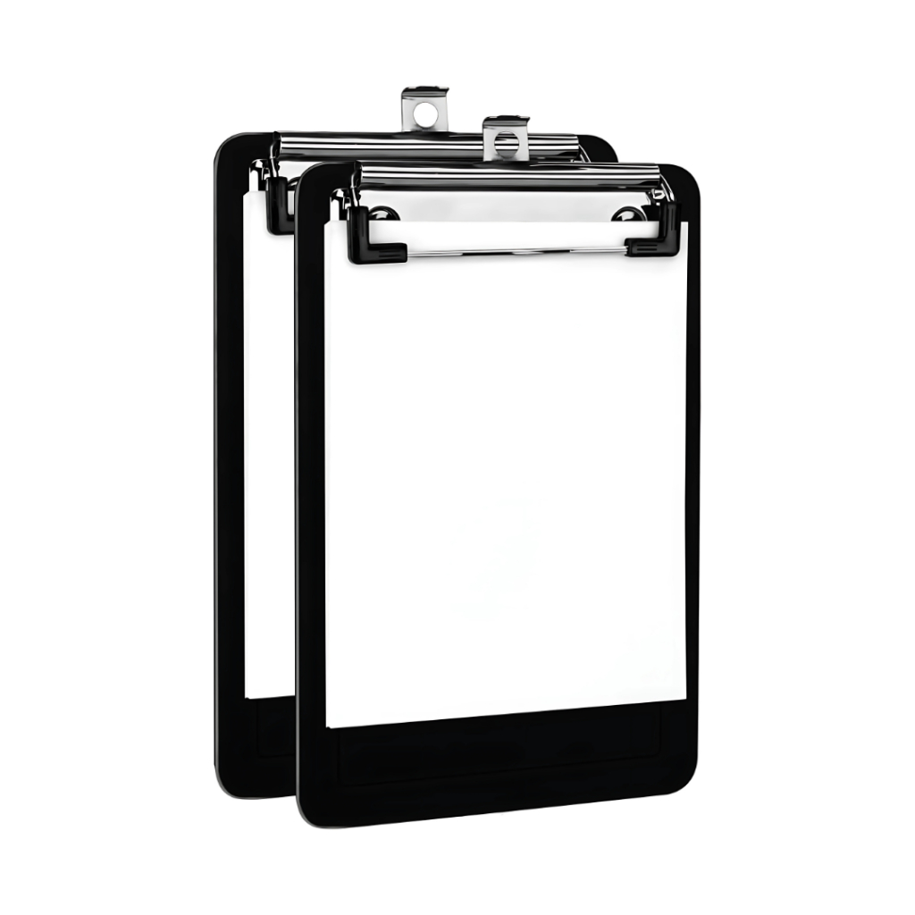 Mini Prancheta Slip Transparente 12x18,5cm com Prendedor Metálico Wire Clip A6 Kit com 2 Unidades Acrimet 155 Cor Preto