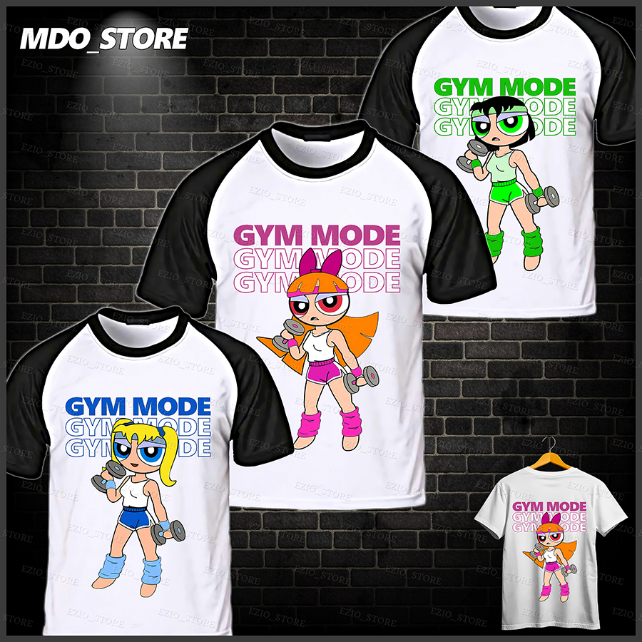 Camiseta Feminina Gym Mode Meninas Super Poderosas Para Treino Fitness CrossFit Academia Blusa Uniss