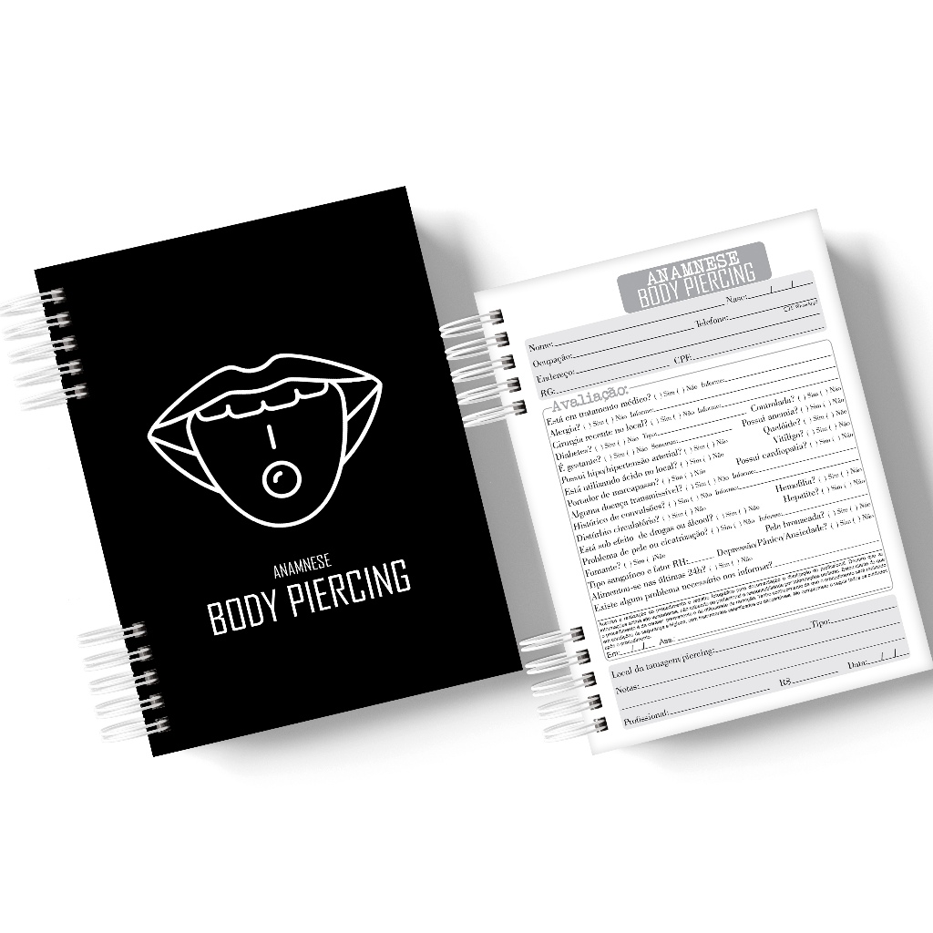 Caderno de Anamnese Body Piercing - Ficha de Anamnese em Oferta na Shopee
