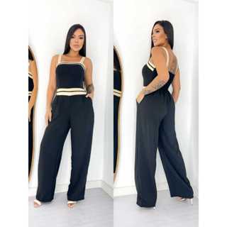 macacao duna longo pantalona forrado elastex costas com bojo elegante casual TENDENCIA VARIAS CORES em Oferta na Shopee