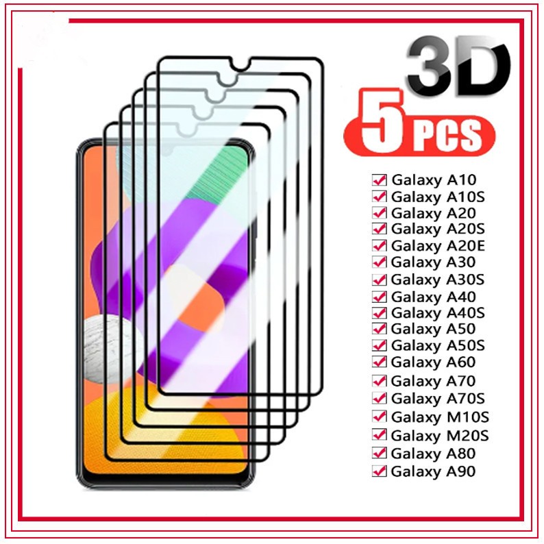 Kit 5 Película De Vidro Temperado 3D 9H Para Samsung A01 A11 A21 A21S A31 A41 A51 A71 A50 A40 A30 A10 A20 Promoção