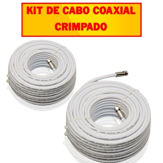 Kit Cabo Coaxial Rg59 com Conector Pressão Crimpado 60% - Escolha o Tamanho em Oferta na Shopee