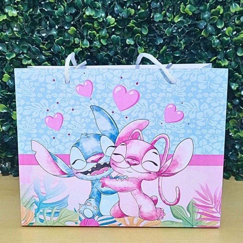 Sacolinha Personalizada Stich e Angel 20CM | Lembrancinha Festa Infantil | Personalizados Aniversário