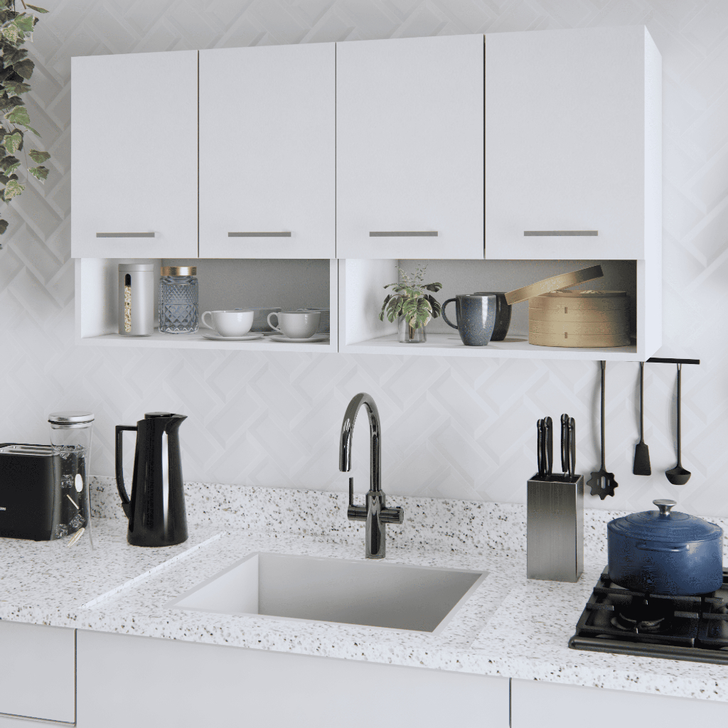 Armário Multiuso Organizador 4 Portas Aéreo de Parede Móveis Bonatto em Oferta na Shopee