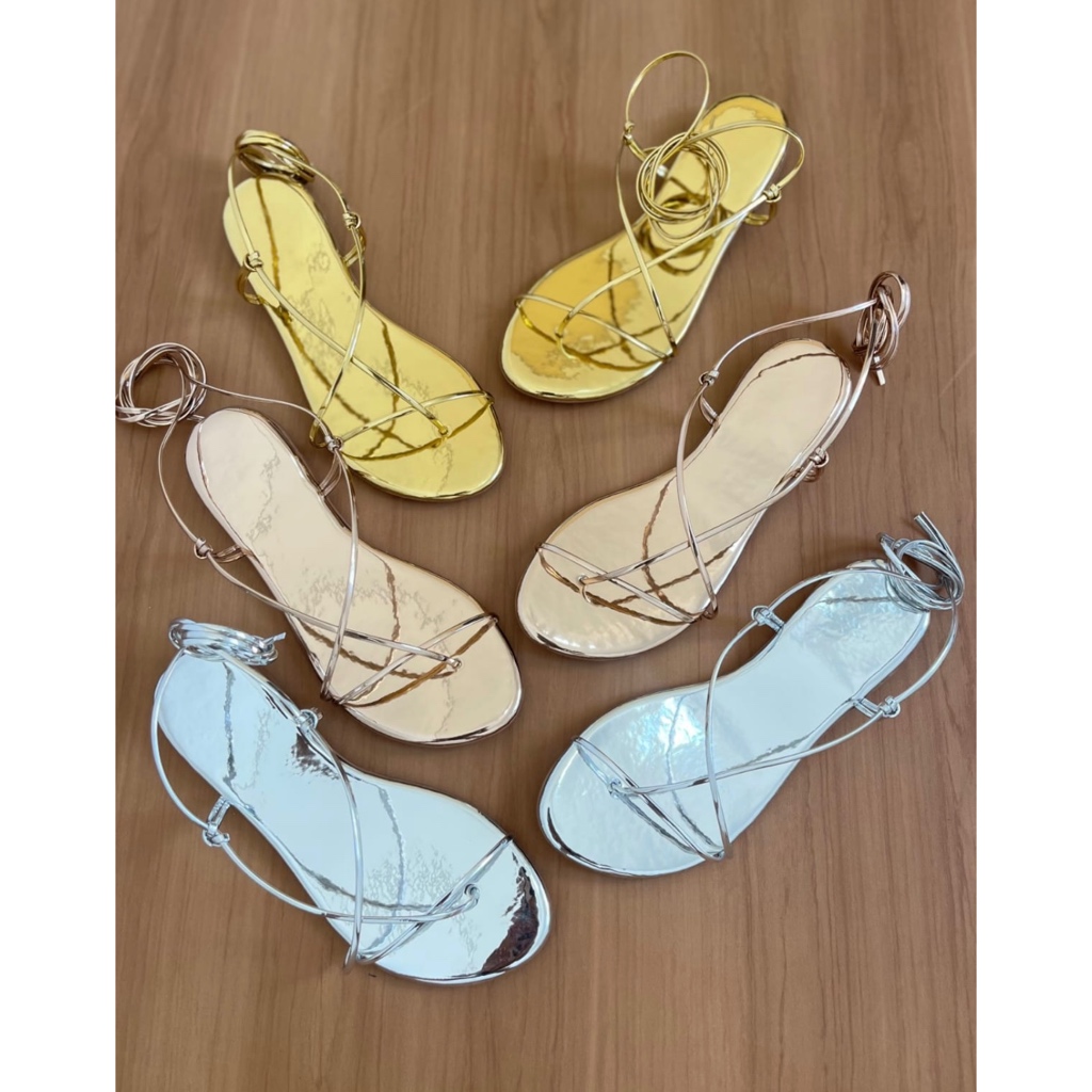 Sandália feminina rasteira Festa Elegante Confortável Verão Chic - Direto da fábrica Envio imediato