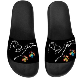 Chinelo Slide Estampado Cachorro Pata Colorida Aquarela