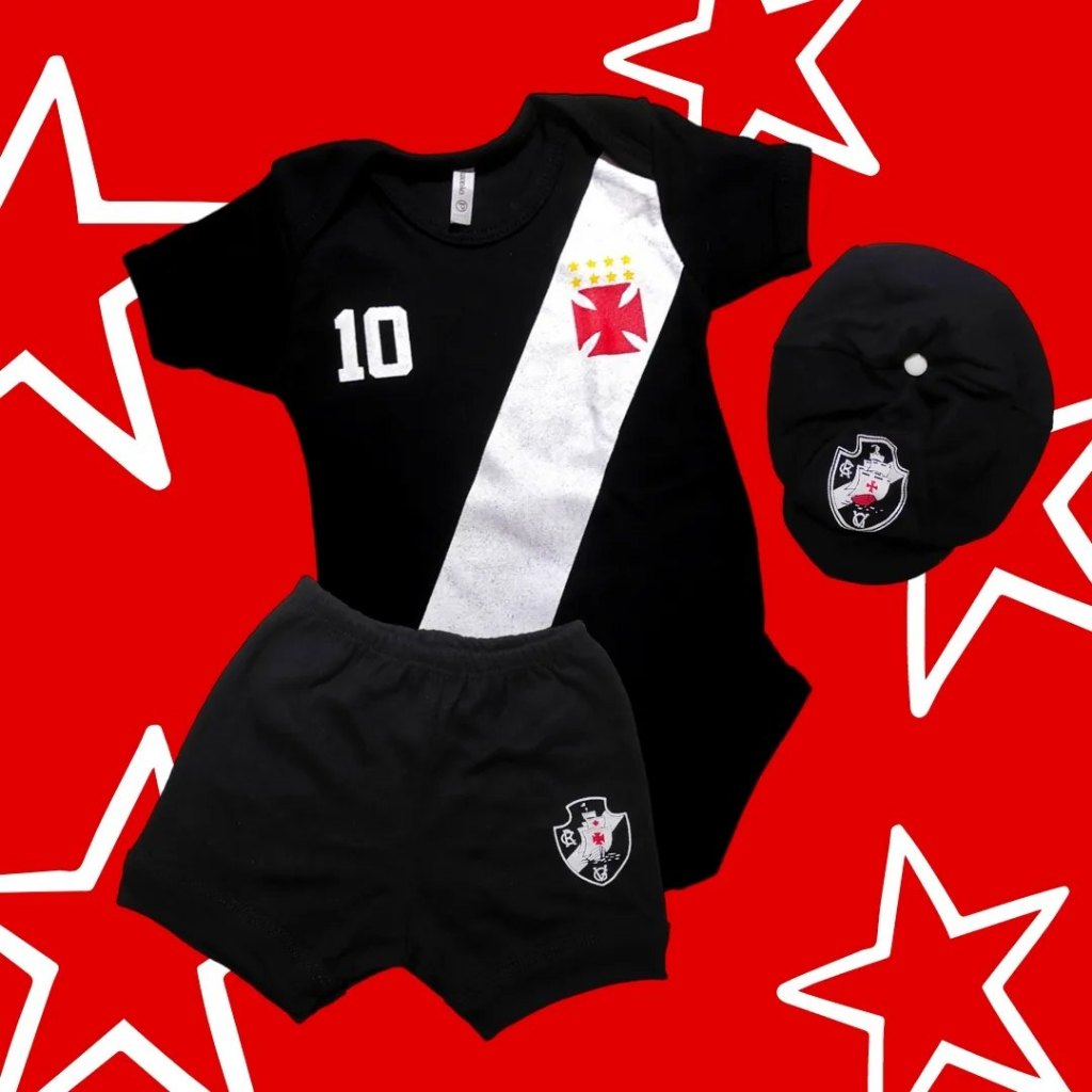 Kit Conjunto Vasco da Gama Body+ Boina +Short Bore 100% Algodão