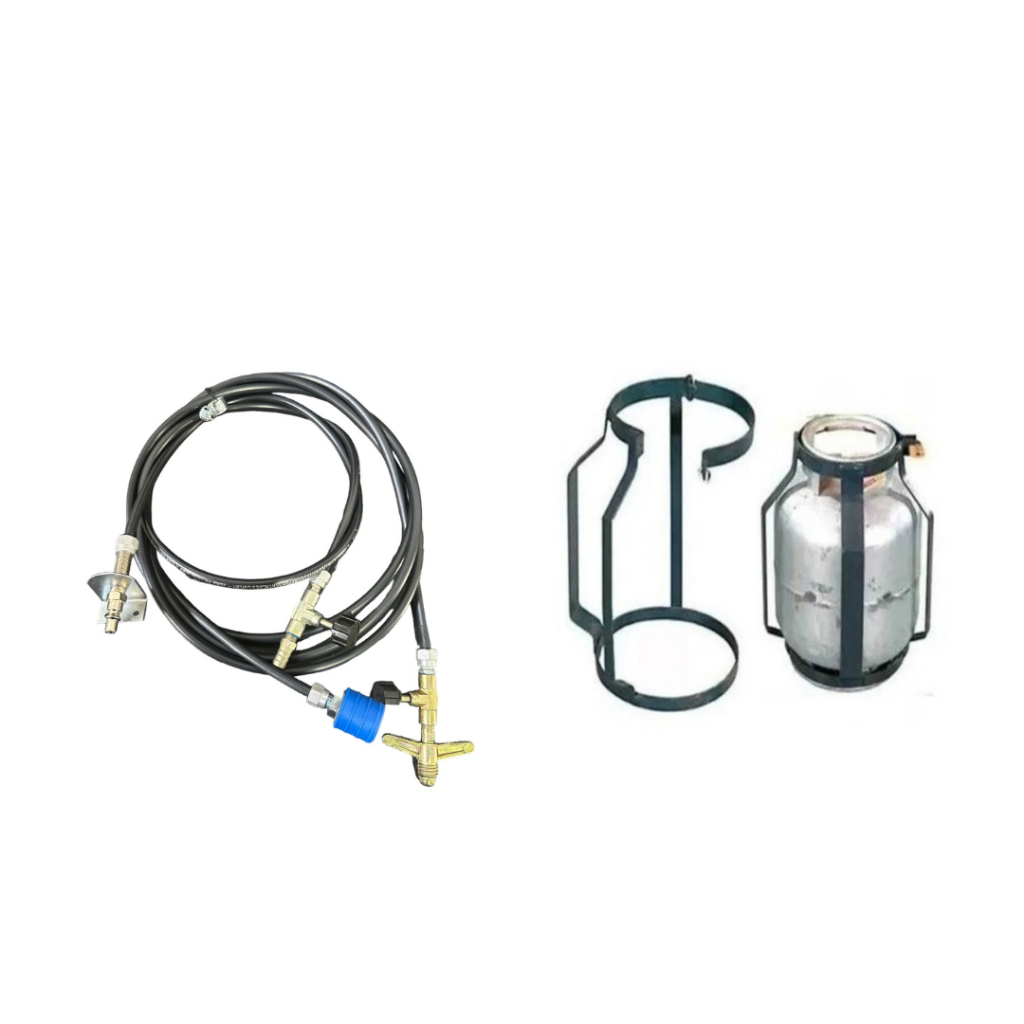 Suporte Botijão De Gás 13kg Antifurto + Kit Mangueira de Registro Caminhao Carreta Onibus Motorhome Acessorios