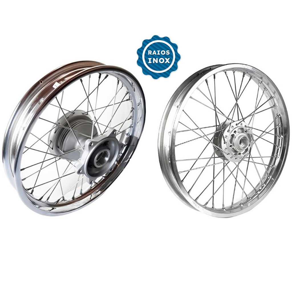 Par Roda Aro Folha Calha Dianteira + Traseira Raiada Inox 3,5mm Bros 125/150/ 160 Freio Á Disco