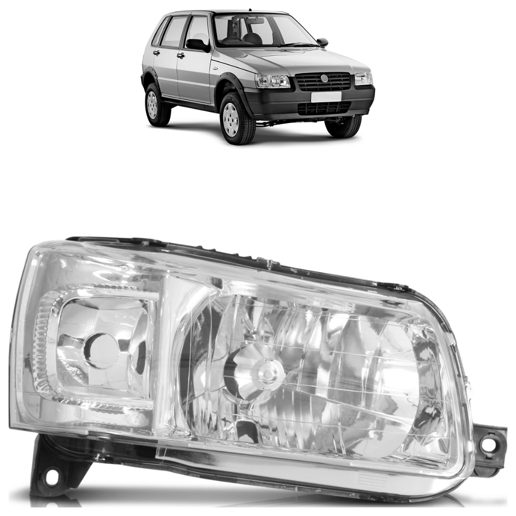 Farol Dianteiro Uno 2005 2006 2007 2008 2009 2010 2011 2012 2013 Máscara Cromada em Oferta na Shopee