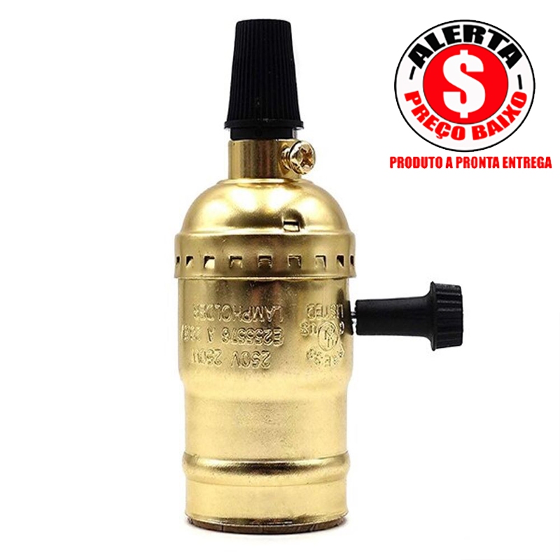 Soquete Pendente E27 Antigo Retro Vintage Dourado Giro em Oferta na Shopee