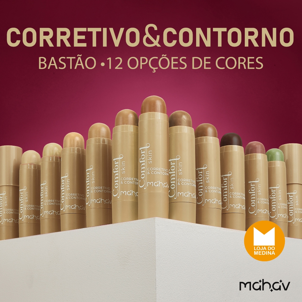 Corretivo e Contorno Stick Bastão Comfort Skin - Mahav em Oferta na Shopee