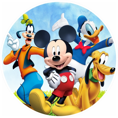 Capa Para Painel Redondo Tema Mickey Mouse Festa Decoração Tecido Sublimado