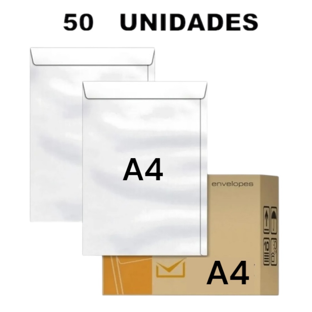 Envelope Para Folha A4 Branco Sof32 80g Pacote Com 50 Und Multiuso Cabe Folha tamanho A4 Kit com 50