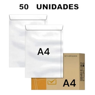 Envelope Para Folha A4 Branco Sof32 80g Pacote Com 50 Und Multiuso Cabe Folha tamanho A4 Kit com 50 em Oferta na Shopee