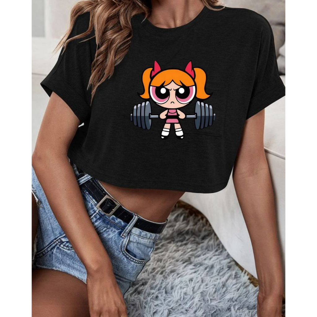 Blusa Cropped Super Poderosas Academia Feminino 100% Algodão