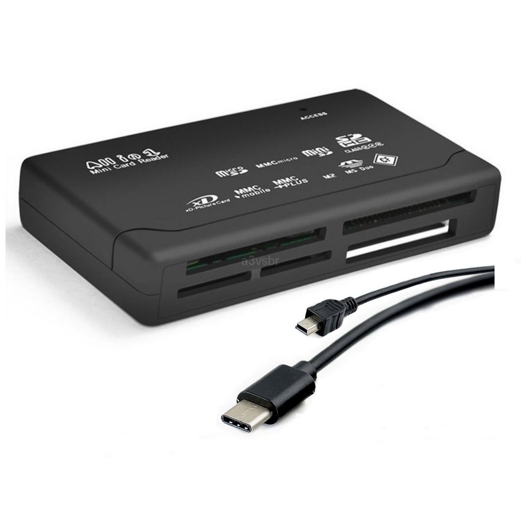 Leitor adaptador cabo usb type c cartão memória tipo micro tf sd hc xc compact cf m2 ms xd conector