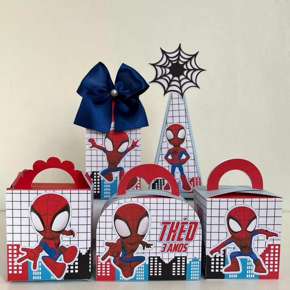 Kit Festa Homem Aranha Caixinhas Personalizadas Lembrancinhas para Festas PEGUE E MONTE