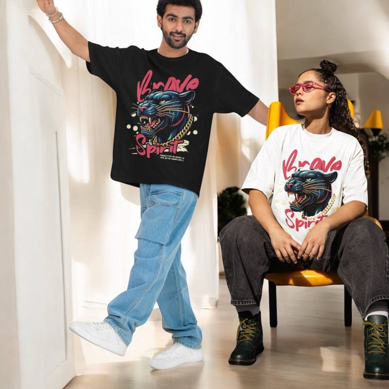 Camiseta Algodão Oversized Masculina Unissex Blusa Camisa Estampa Confortável Pantera Premium Streetwear Moda Estilo