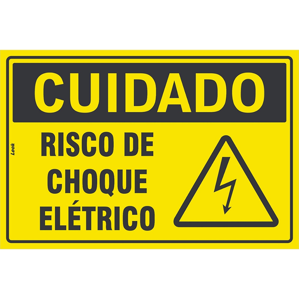 Placa Sinalização Cuidado Risco Choque Elétrico Perigo Eletrico Segurança Preventiva Area Restrita