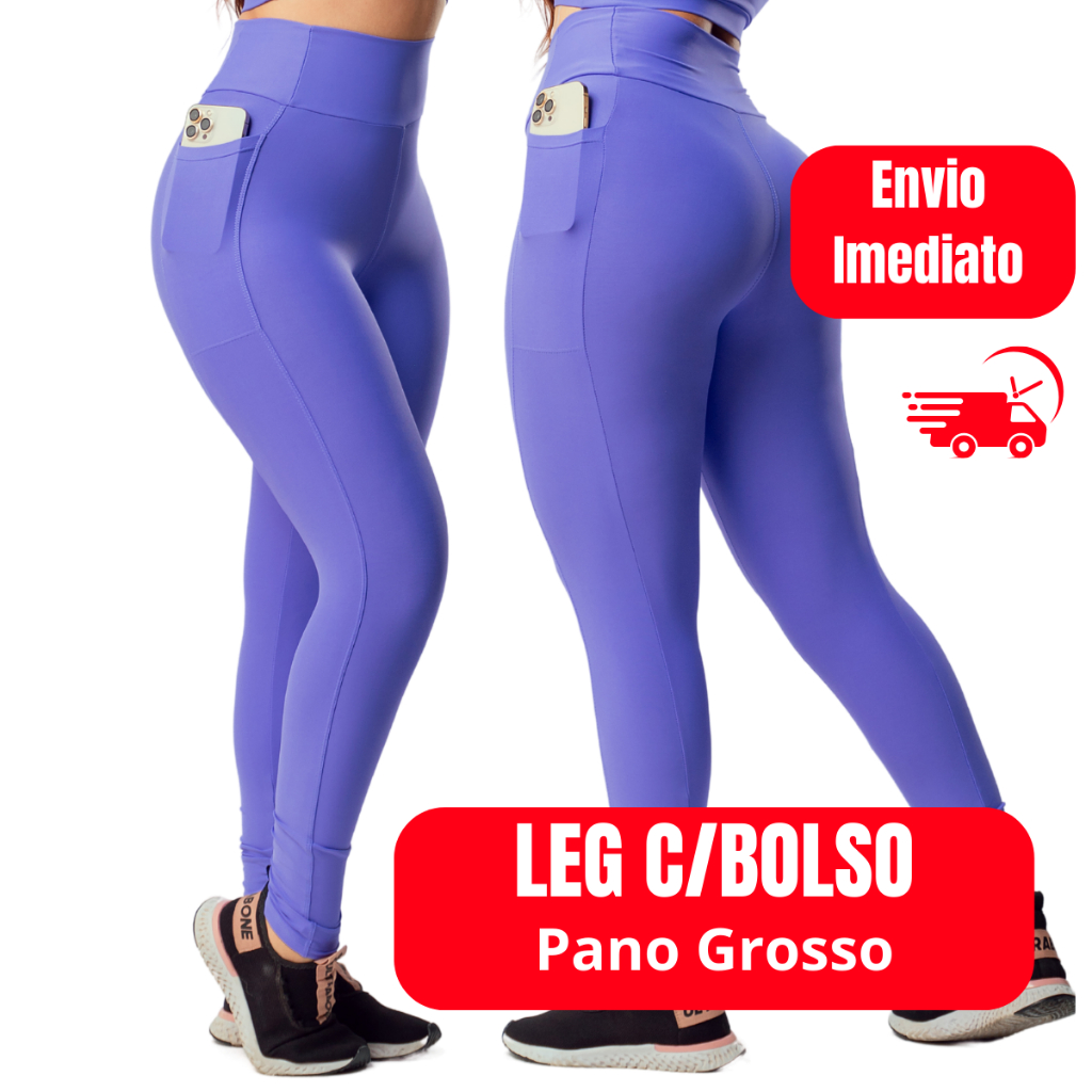 Calça Legging Feminina com Bolso Lateral Zero Transparência Cintura Alta Premium