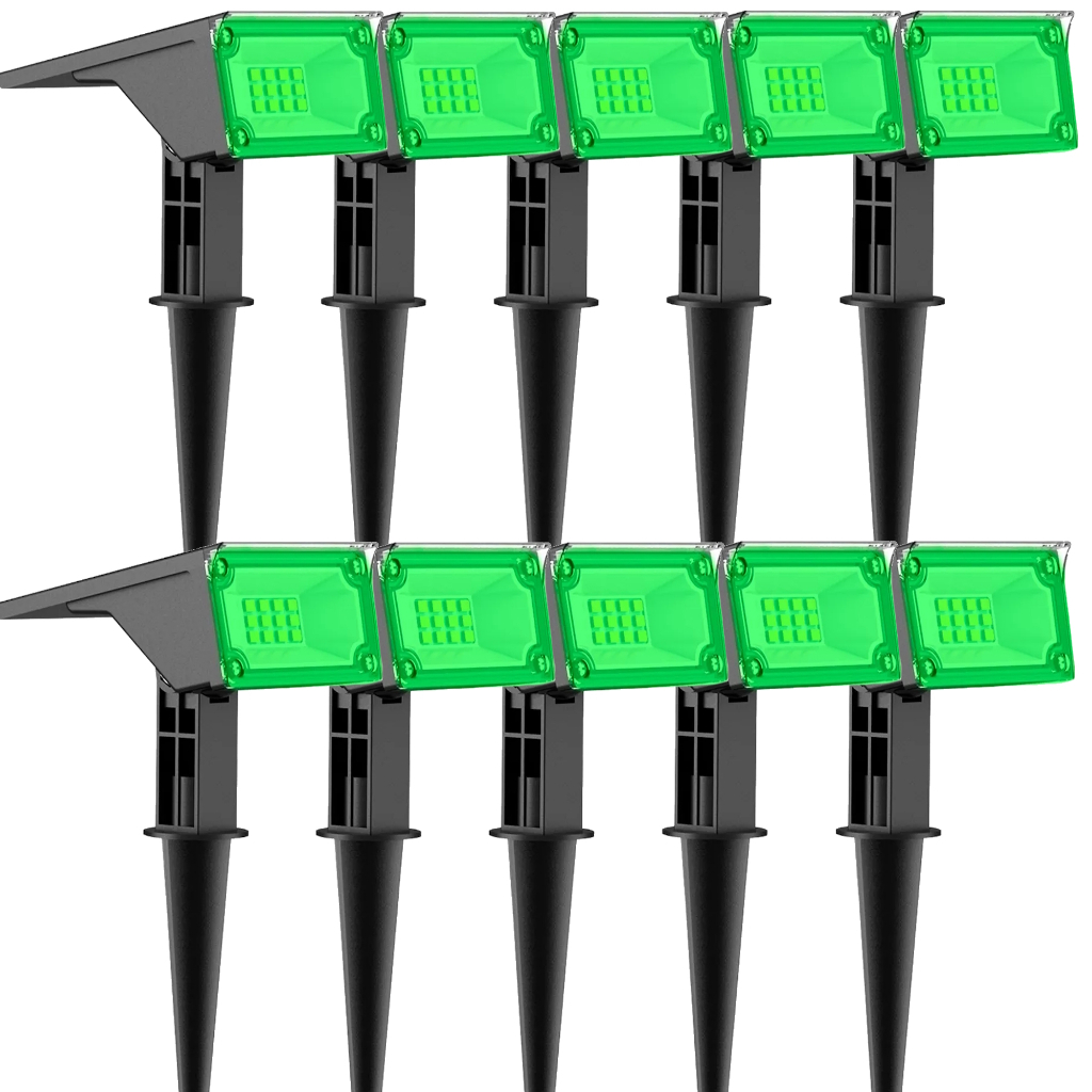 Kit 4/5/6/8/10 Refletor Solar Jardim 6 Led 10x Mais Forte Verde Amarelo Luminária Spot Jardim Prova De Água