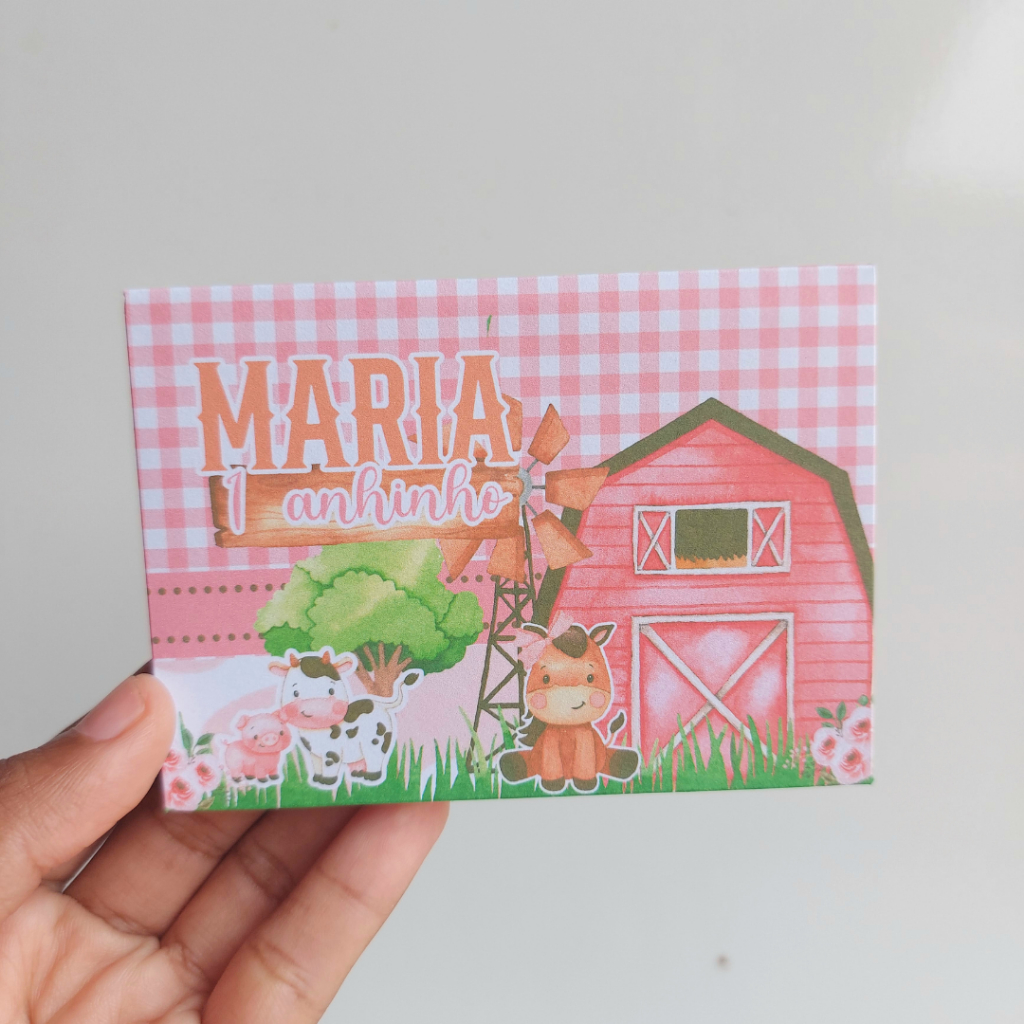 caixa porta kit kat do tema FAZENDINHA ROSA/MENINA/kit festa lembrancinha personalizada/mimo/aniversário