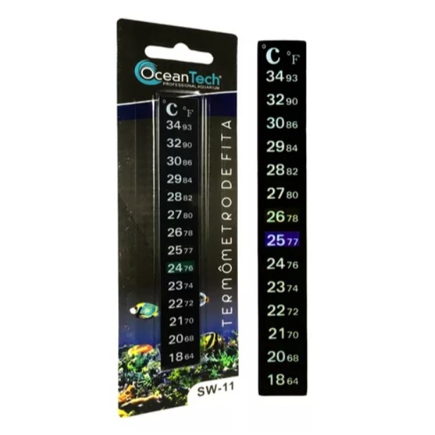 Termômetro de Fita Atóxica da Ocean Tech - Mede 18-34°C em Oferta na Shopee
