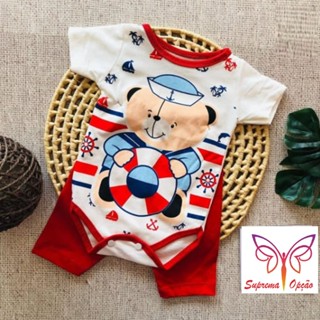 Conjunto Body Manga Curta + Calça Bebê Menino Estampa Urso Veste 02 a 05 Meses em Oferta na Shopee
