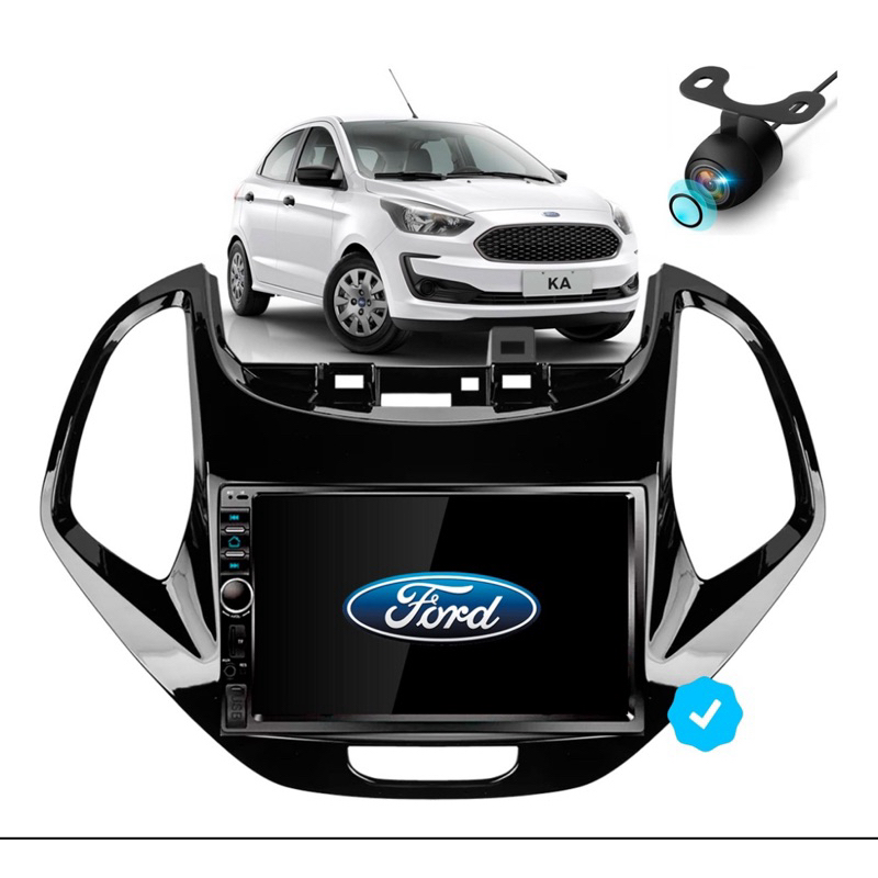 Kit Central Multimidia Ford Ka 2014 2015 2016 2017 2018 2019 2020 2021 + Moldura + Camera de ré