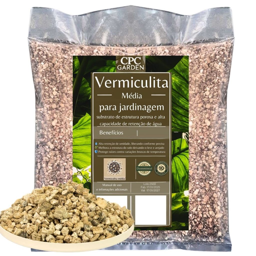 Vermiculita Expandida Média Premium para Substrato CPC Garden