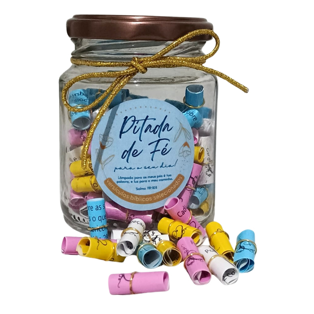Pote Pitada de Fé para o seu Dia-a-dia com Versículos Bíblicos Enroladinhos Lembrancinha