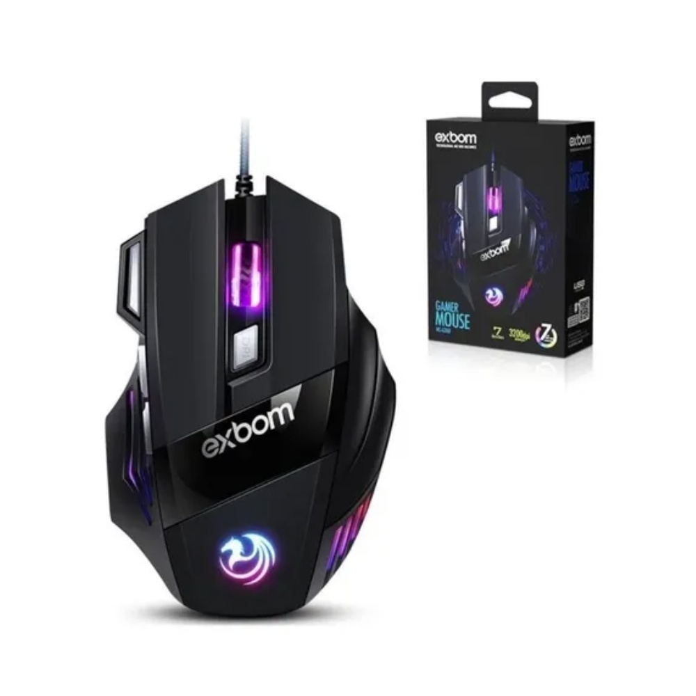 Mouse Gamer 3200 dpi Com Fio USB 7D Extreme 7 Cores MS-G260 EXBOM