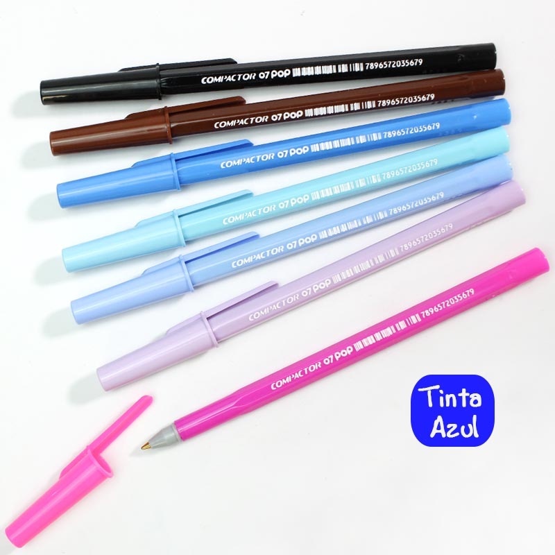 Caneta Esferográfica Pop 0,7 mm – Tinta Azul | Compactor em Oferta na Shopee