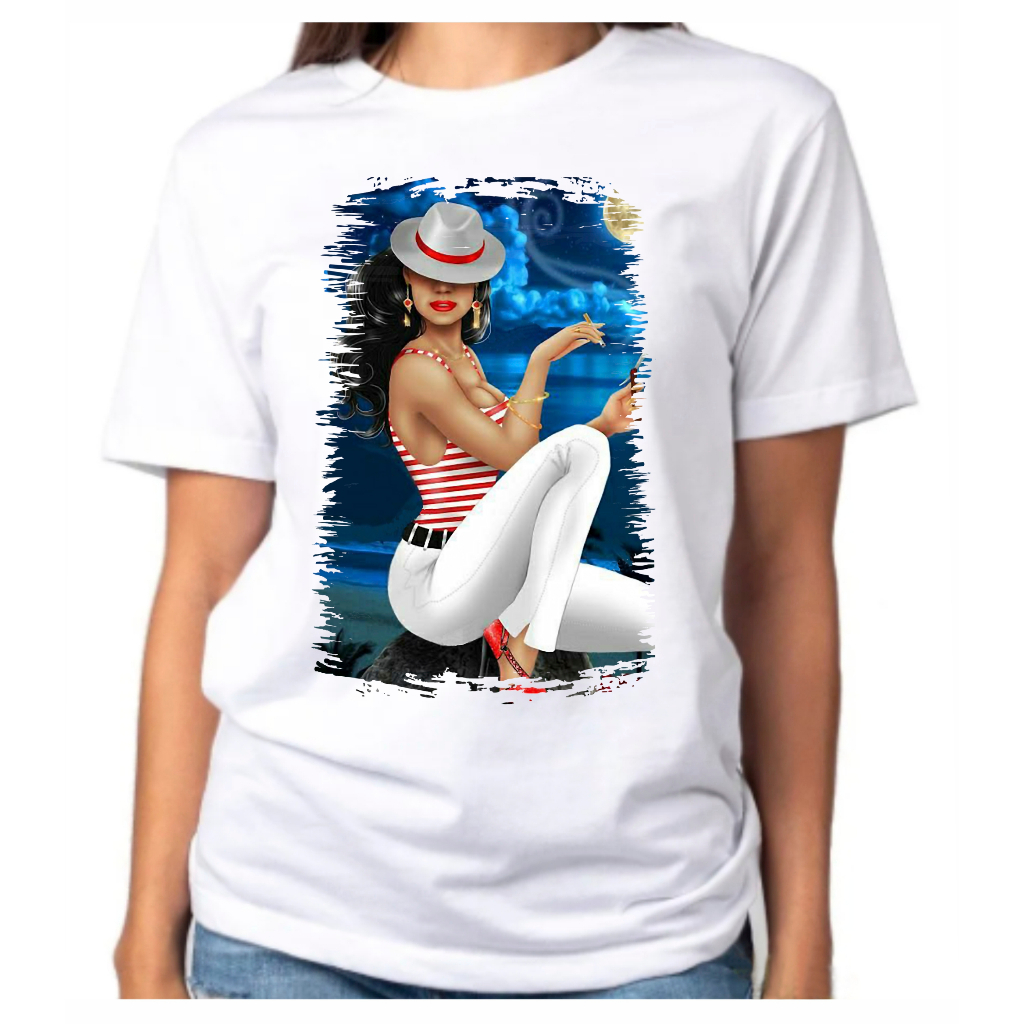 Camiseta Baby Look Raglan Feminina ou Camiseta Raglan Unissex Religião Maria Navalha Umbanda 115