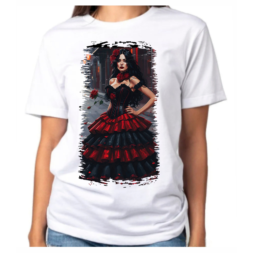 Camiseta Baby Look Raglan Feminina ou Camiseta Raglan Unissex Religião Pomba Gira 7 Saias Umbanda 117