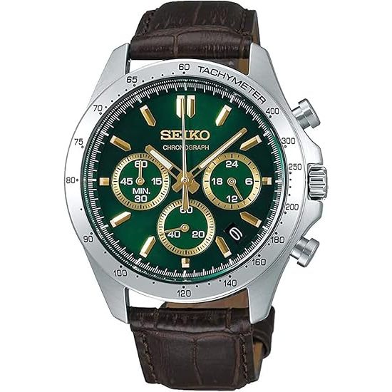 [Seiko] SEIKO 1/5 Segundo Cronógrafo Quartzo CRONÓGRAFO QUARTZO Relógio Masculino SBTR017 Verde Marrom Couro [Produto Of