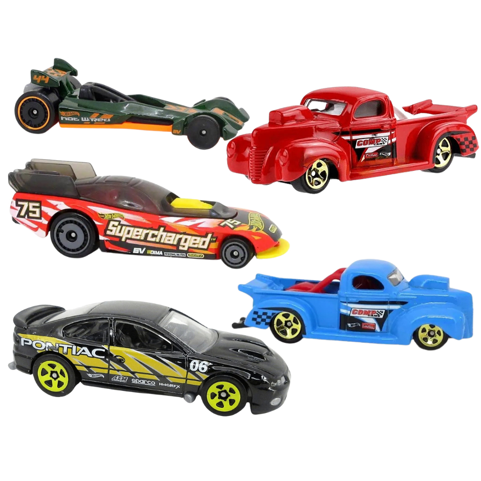 Hot Wheels Carrinhos - Coleção HW DRAG STRIP - '06 Pontiac, '40 Ford Pickup, Supercharged, Corvette