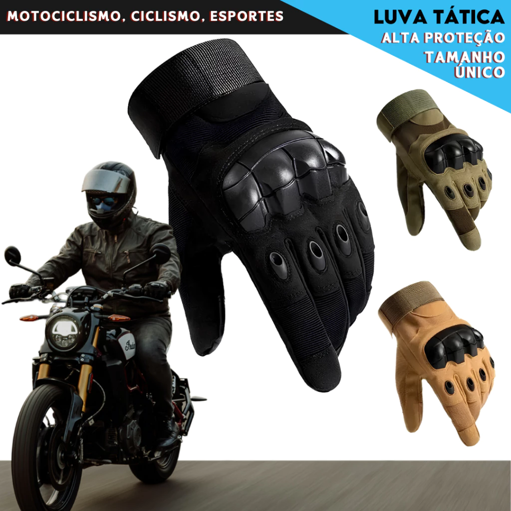Luva de Motoqueiro Motoboy - Proteção para Motoboy e Pilotos Resistente e Confortável  - CH — imagem 1