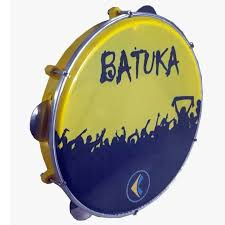 Pandeiro 10" ABS Aro Platinela Inox Pele Leitosa Batuka Show Amarelo 60083AM
