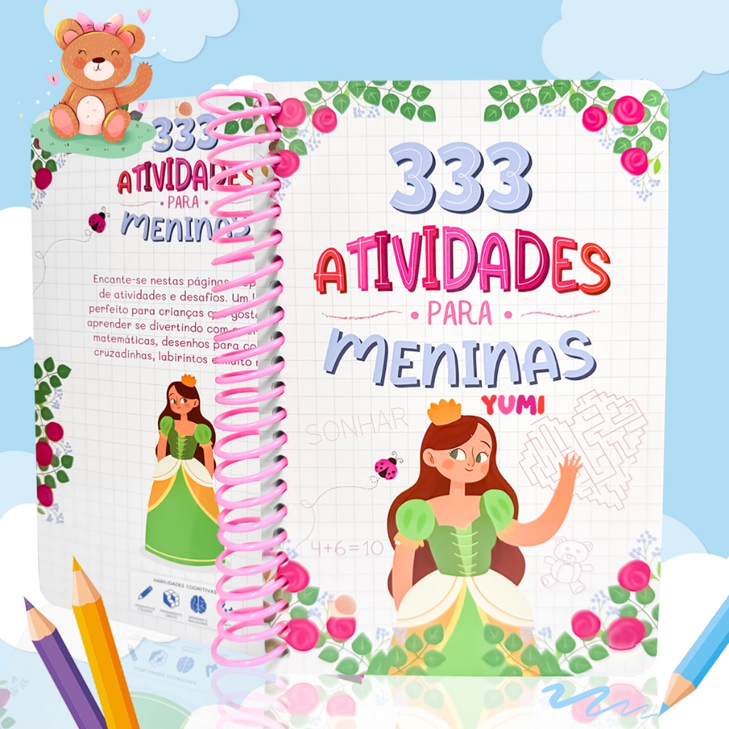 Livro Infantil 333 Atividades Para Meninas Livro Educativo, Atividades E Desafios Livro Rosa em Oferta na Shopee
