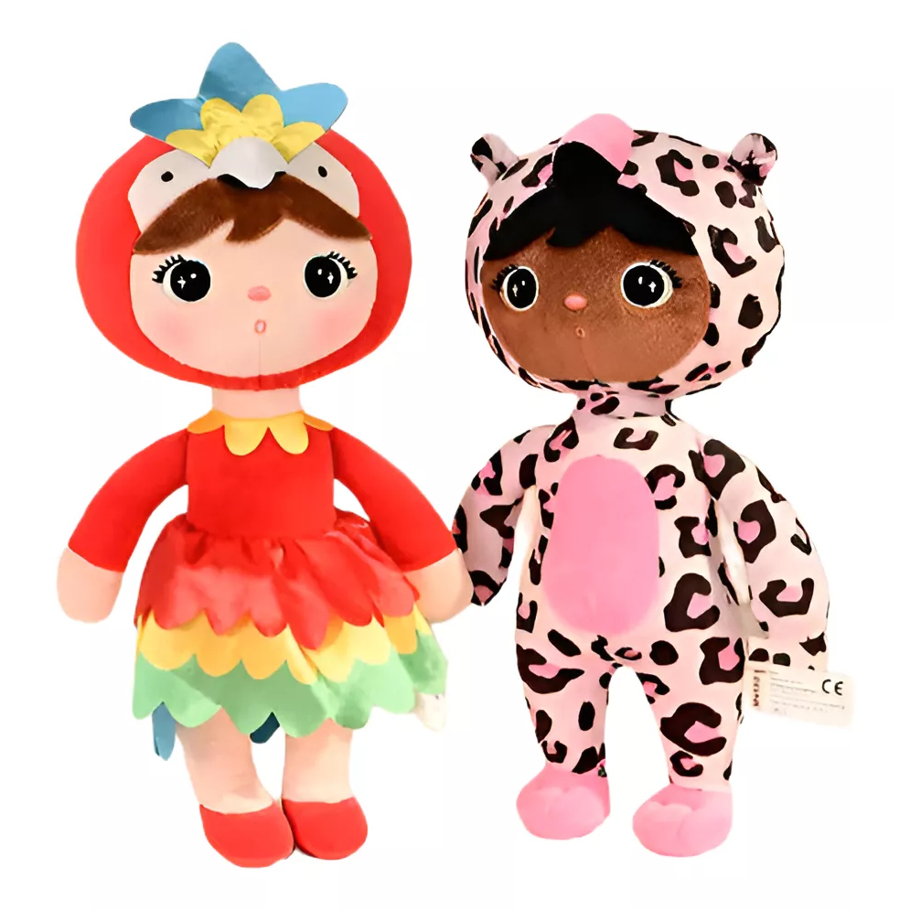Metoo Boneca Animais 33cm Metoo Arara e Leopardo Escolha a Sua