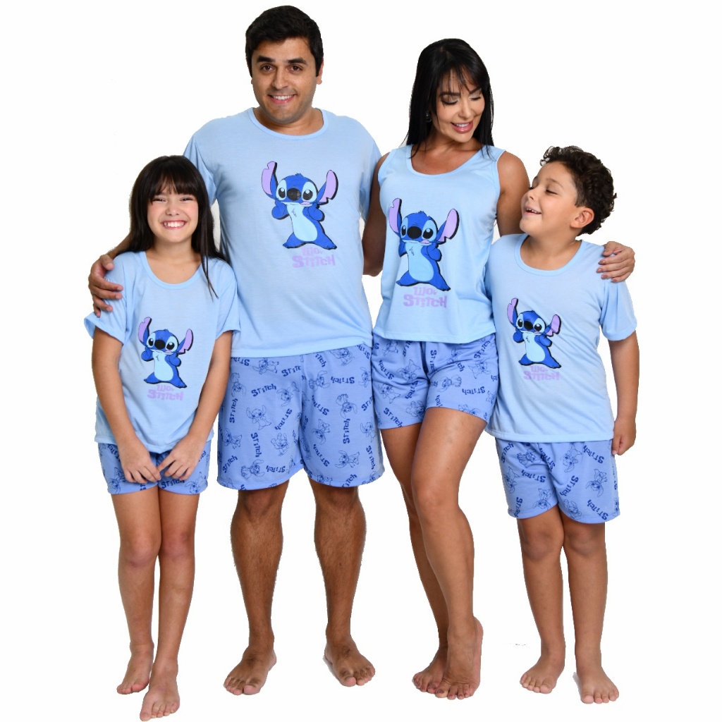 Kit Pijama Familia Stitch Combinando Tal Pai Tal Filho & Tal Mãe Tal Filha Estampas Divertidas em Oferta na Shopee