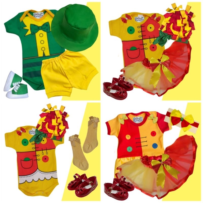 Body Bebê Temático Emília / Visconde Sítio do Pica Pau Amarelo Fantasia Mesversário Ítens Opcionais