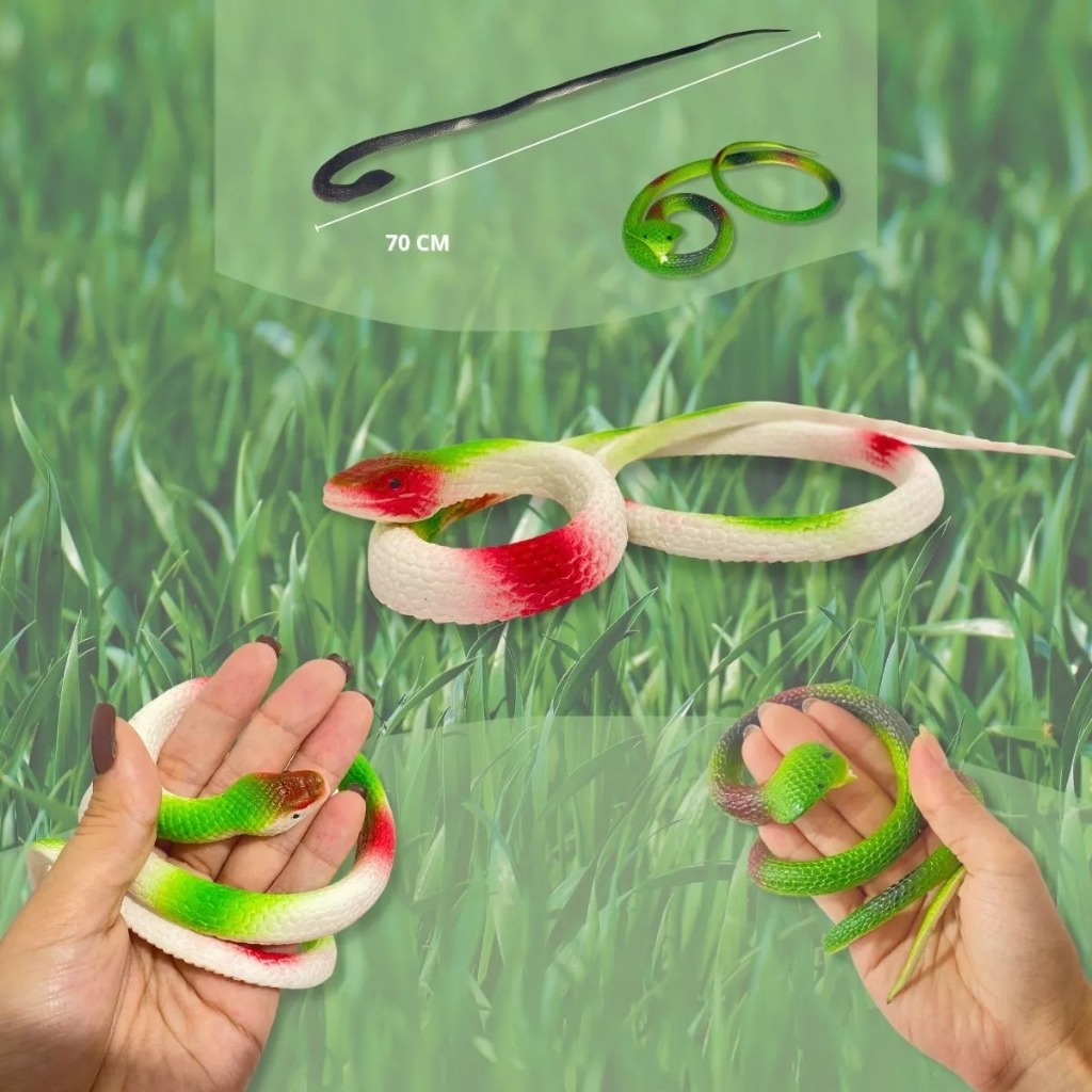 Kit 2 Cobras Falsas De Brinquedo Realista Grande De Borracha